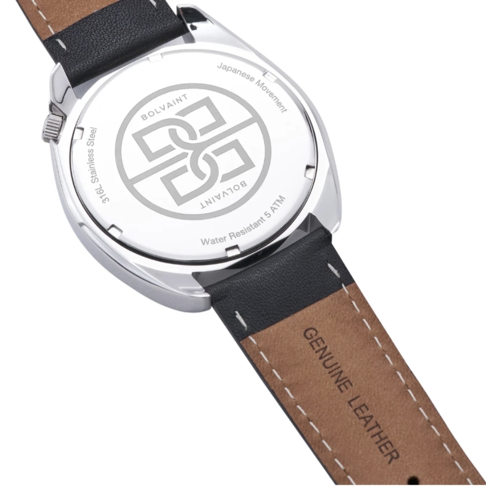 Bolvaint Aurelius Mens Watch Stainless Quartz Black Black Leather Watches - Picture 7 of 12